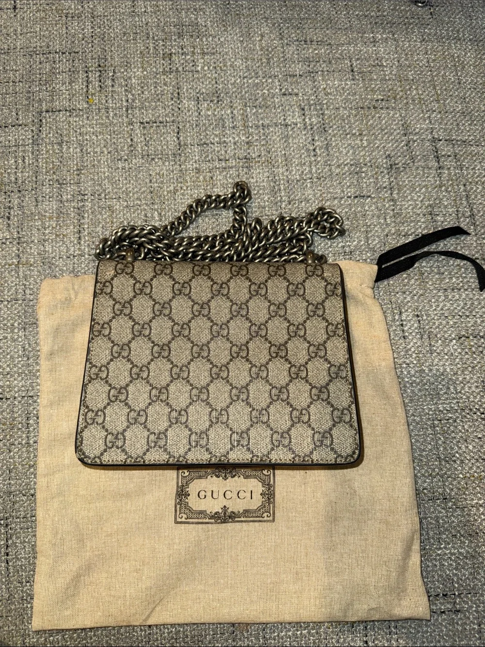 Gucci dionysus GG Supreme Shoulder Bag with Silver-Tone Hardware